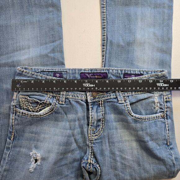 Vigoss Jeans Women's 5/6 28 Blue Medium Wash Fit Bootcut Slight Distressed Fade - Picture 10 of 16